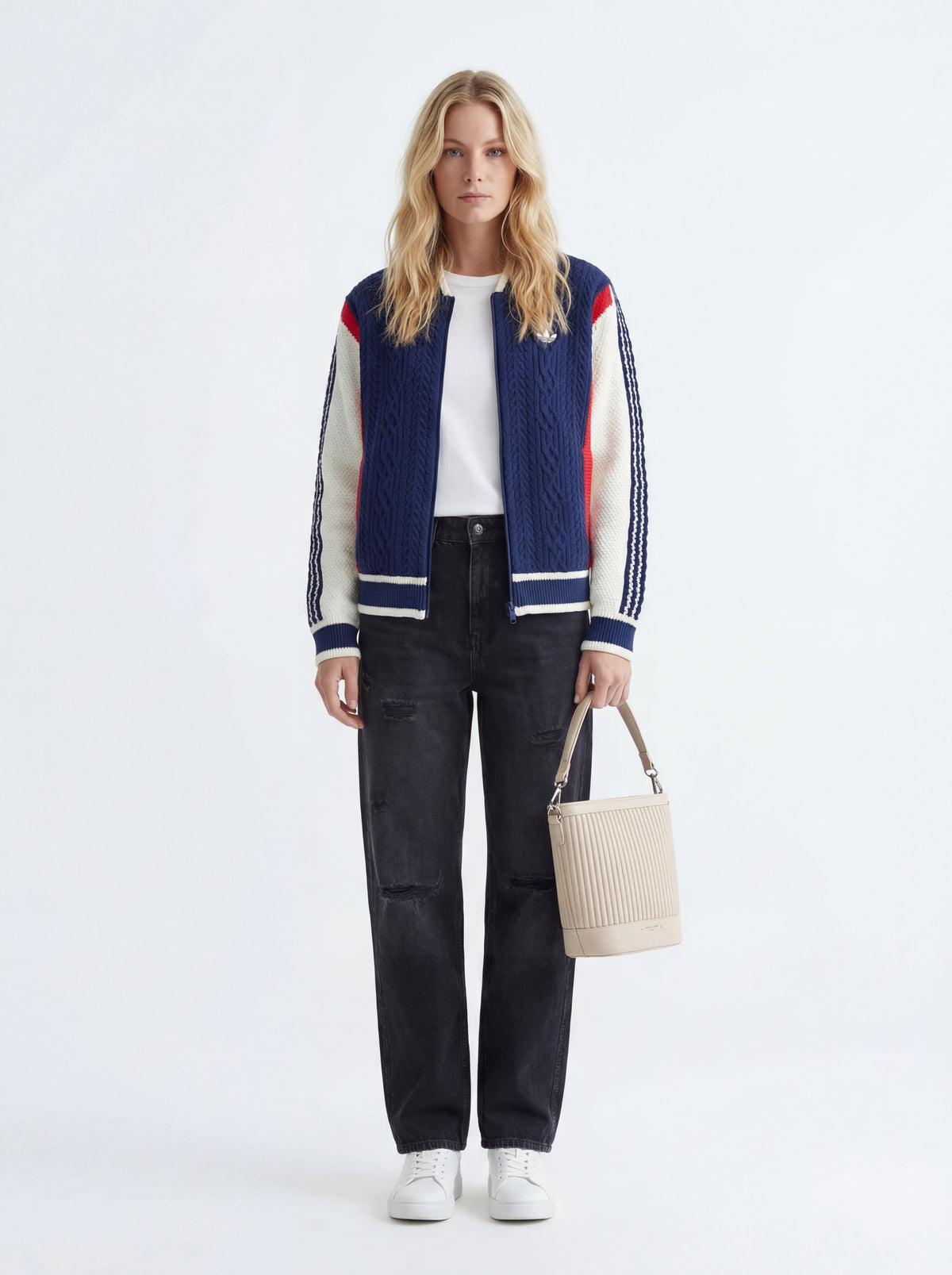 Shoes + Adidas Originals Cardigan + Jeans + Borsa tracolla secchiello - 07