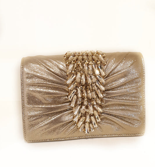 RAKEL: Borsa/Pochette ORO Elegant con pietre