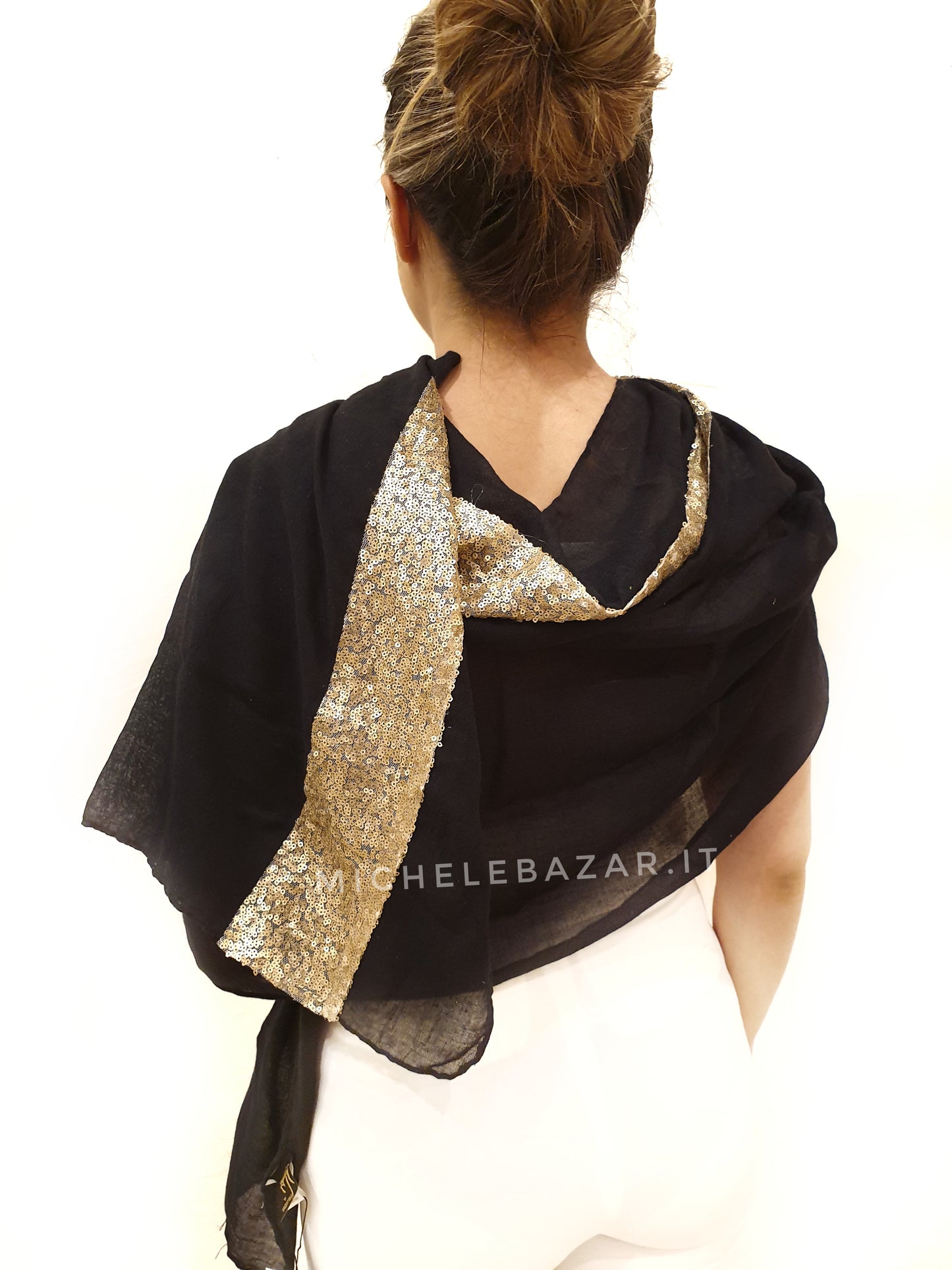 Stola/pashmina simil cotone -Gai Mattiolo- con paillettes