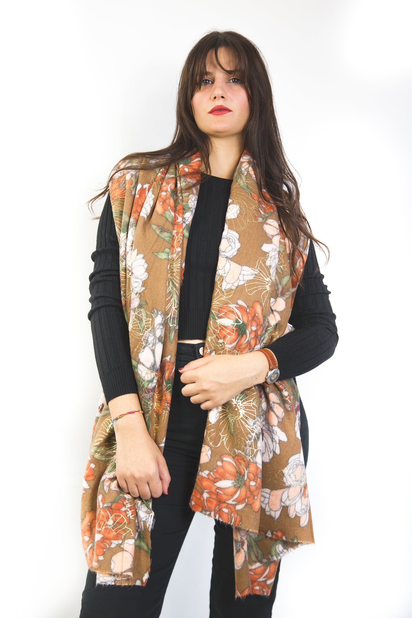 Sciarpa Fiori oro