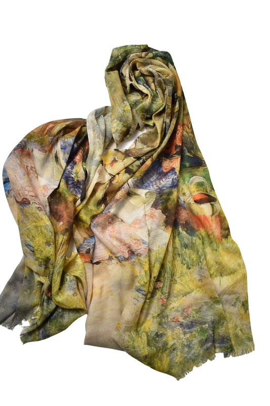 Foulard Carl Larsson leggendo il giornale nel giardino